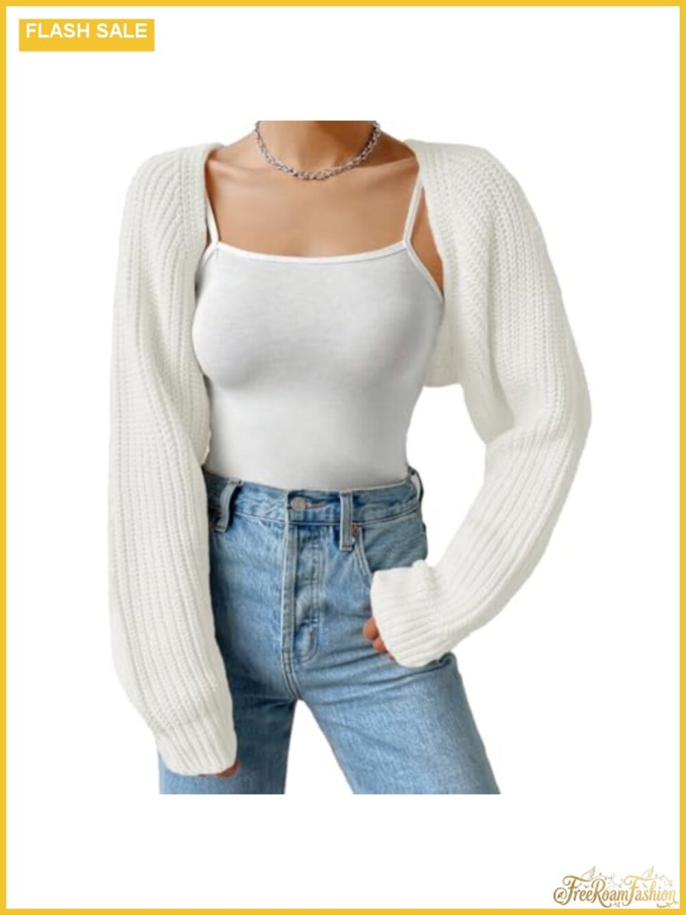 Ribbed Knit Crop Bolero Open Front Long Sleeve Shrug Cardigan Loose Fit